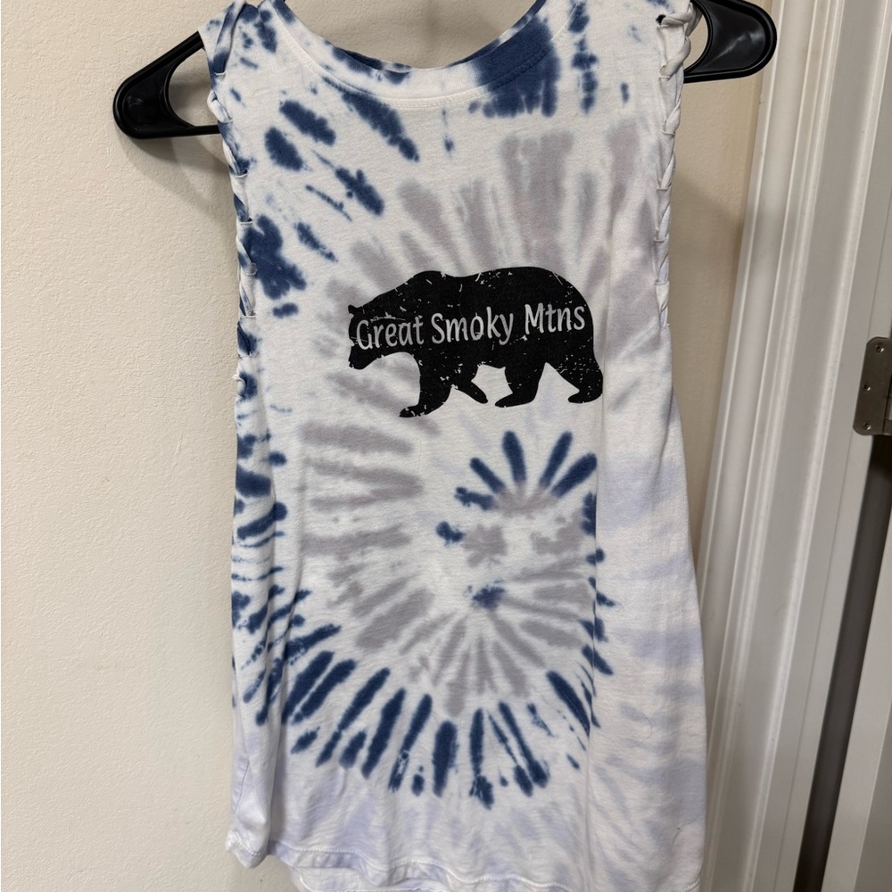 Dreamsicles Tie Dye Tank Top Great Smoky Mountains Bear Graphic Large